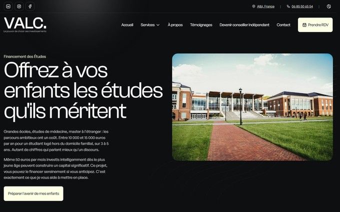 Un exemple de page service dédiée