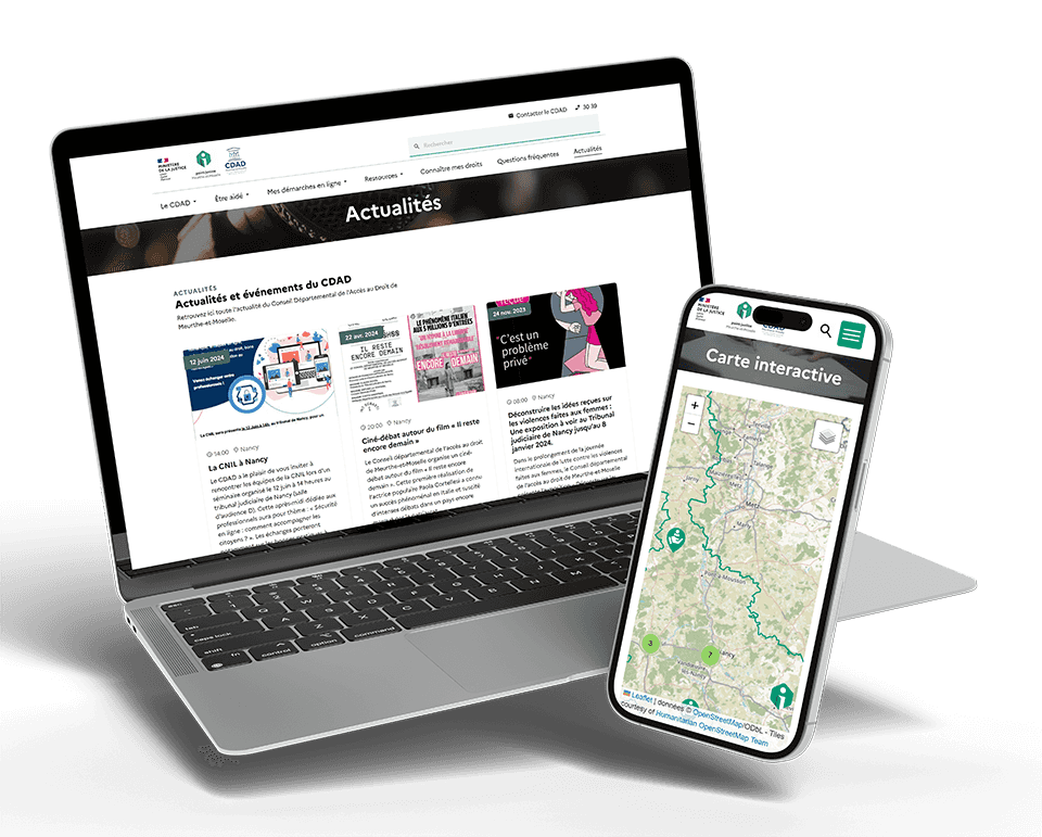 Page d'accueil du nouveau site web du CDAD.