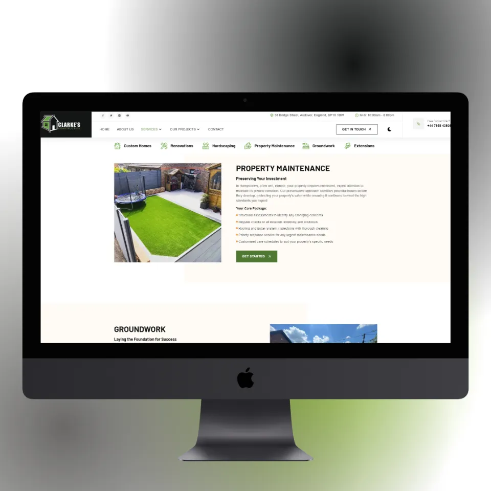 Une page services en mode clair