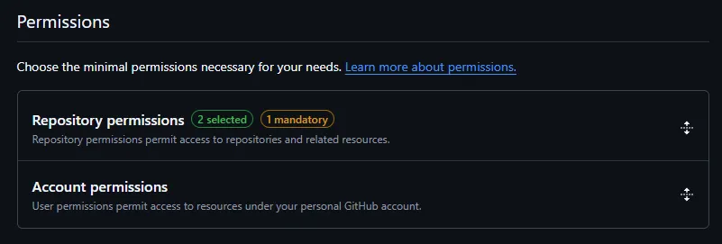 Github personal token permissions
