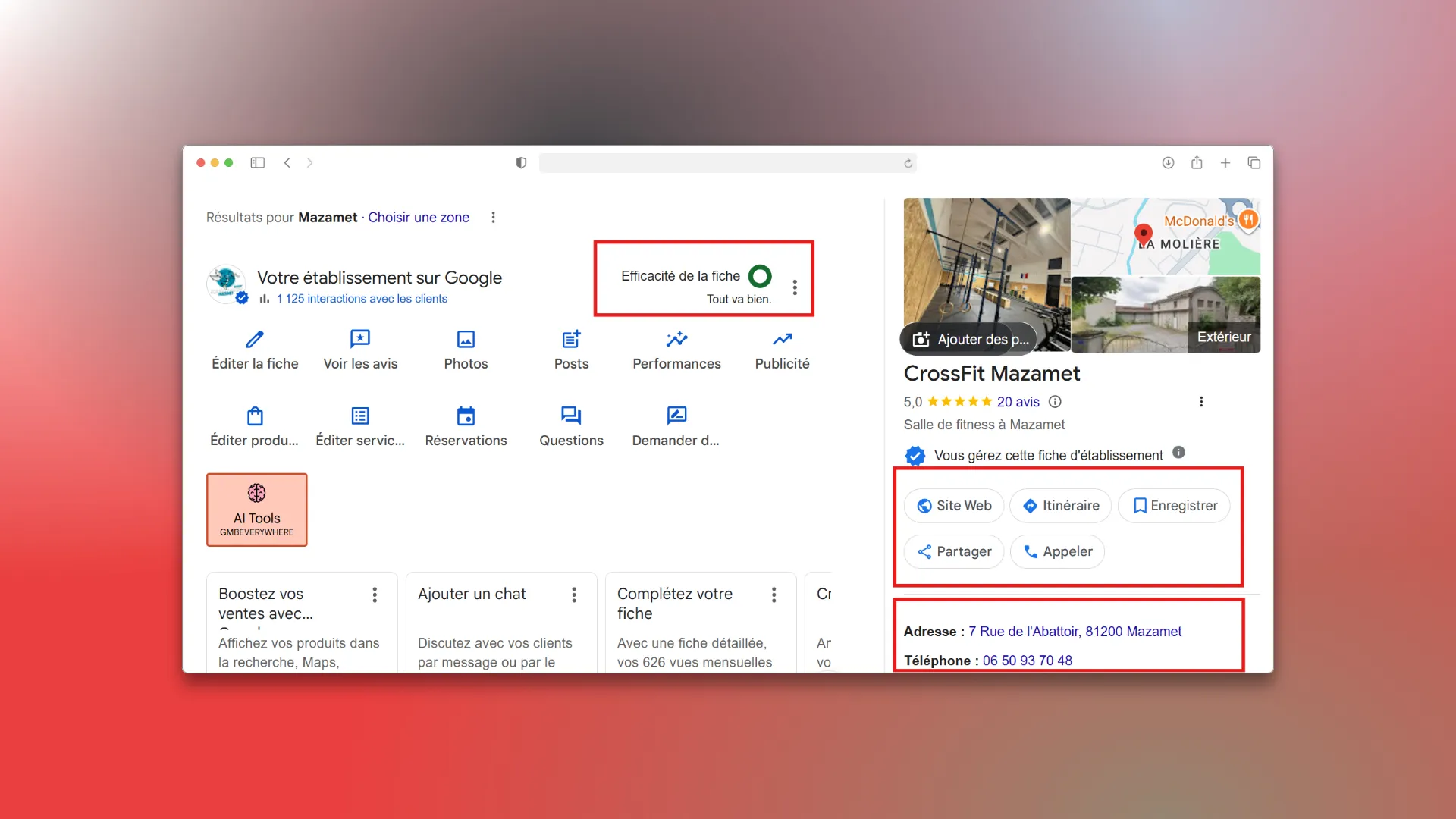 Example of well-optimized Google Business Profile with all essential information.