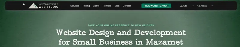 Demonstrating keyboard navigation on Montagne Noire Web Studio's website