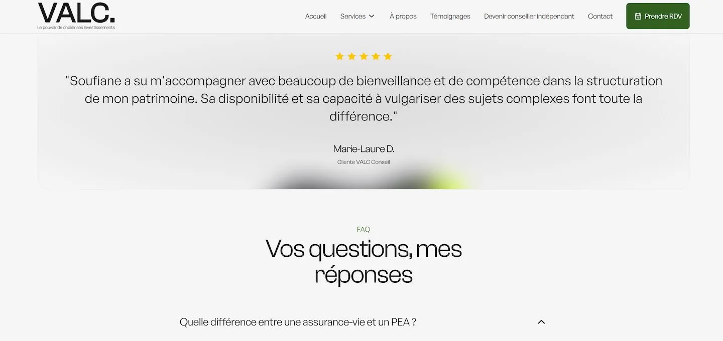 Site VALC Conseil en mode clair