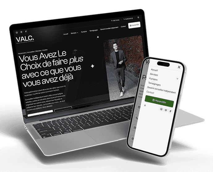 Page d'accueil du site web de VALC Conseil, conseiller en gestion de patrimoine indépendant basé à Albi, Occitanie.