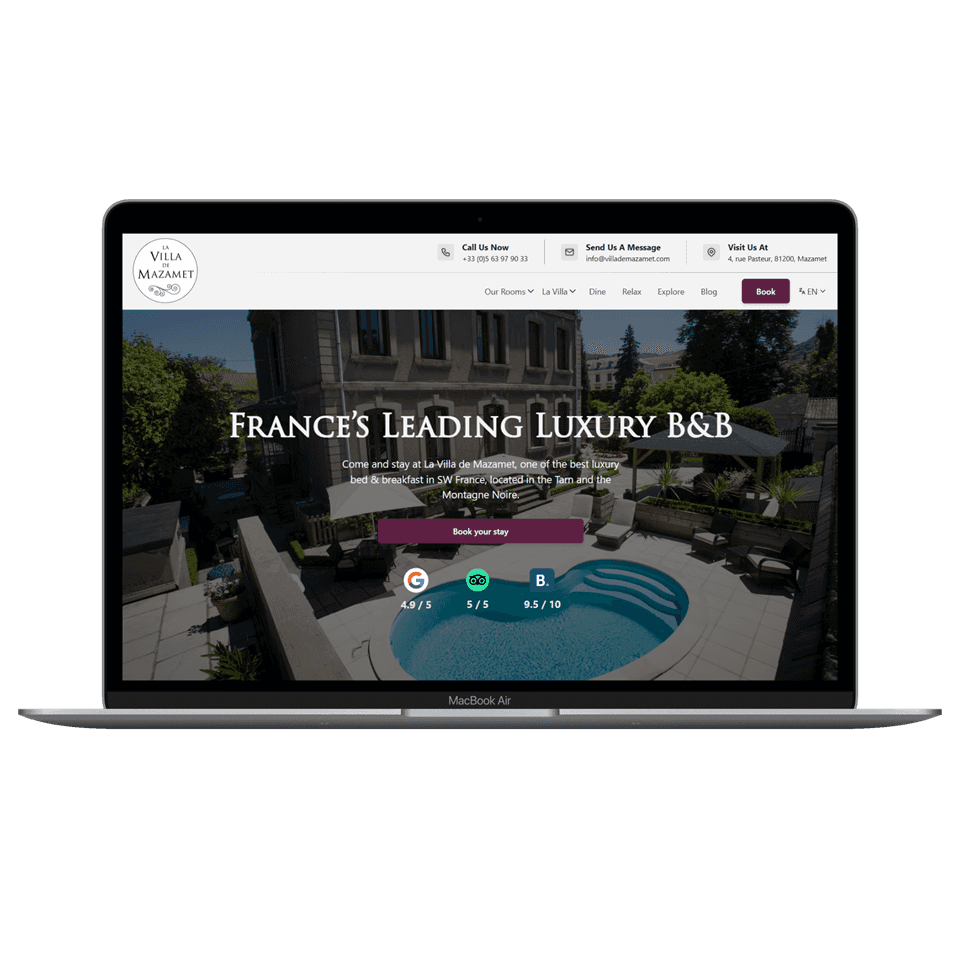 Page d'accueil du nouveau site web de la Villa de Mazamet.